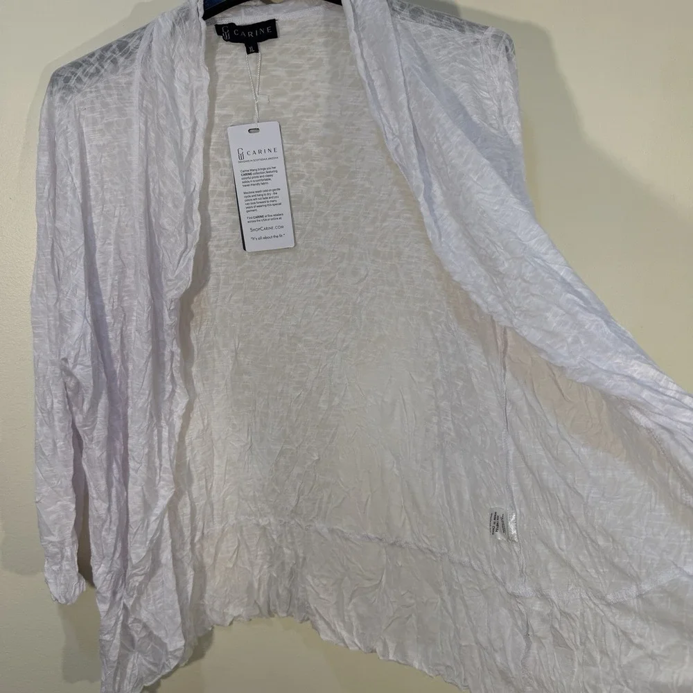Carine Open Cardigan White XL Lightweight Stretch Sweater‎ NEW Cover Up